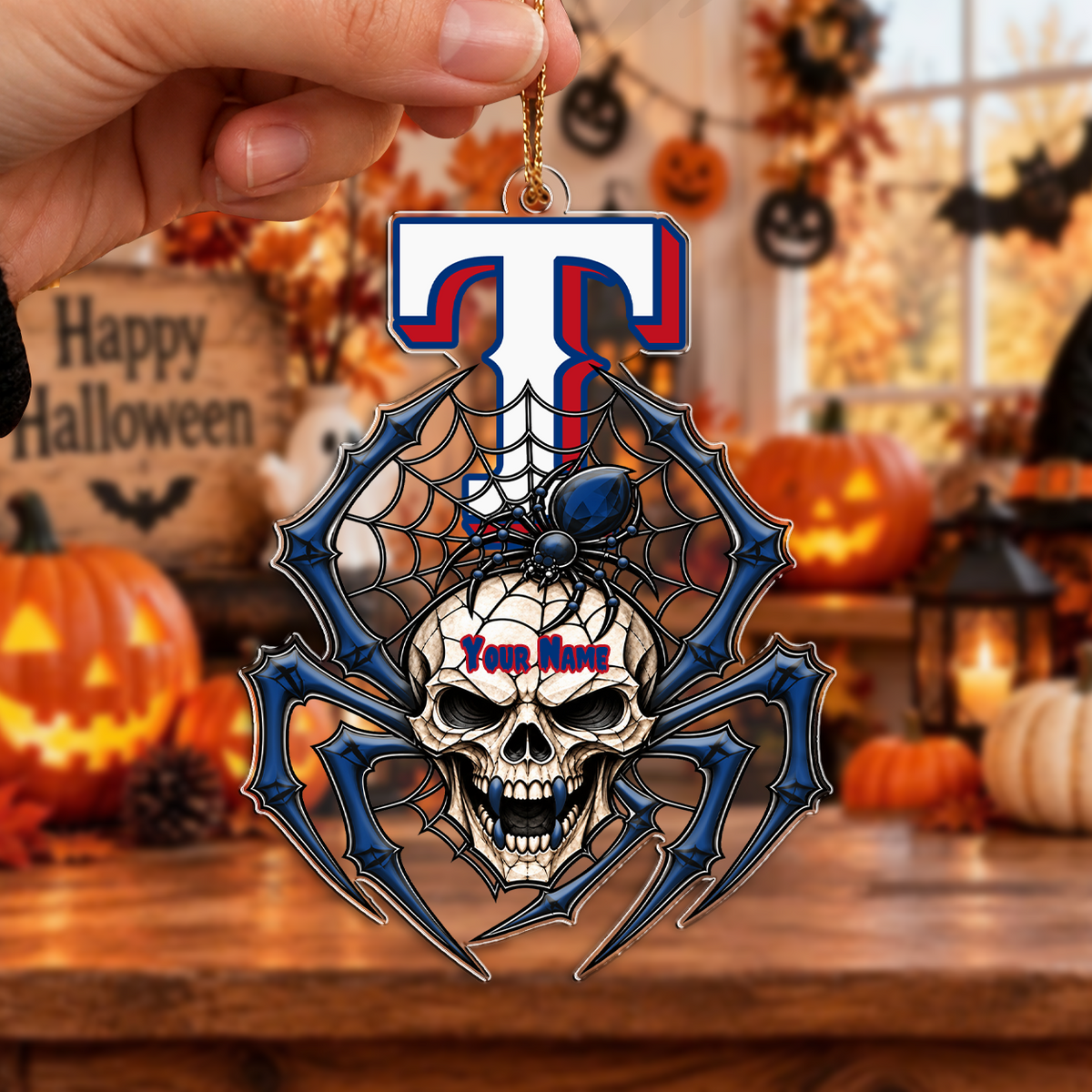 FINAL SALE - NEW CUSTOMIZED MLB08 TRS TEXAS RANGERS HALLOWEEN ACRYLIC ORNAMENT