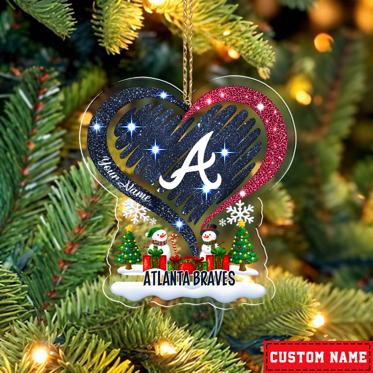 FINAL SALE - NEW CUSTOMIZED MLB09 ABS ATLANTA BRAVES CHRISTMAS ACRYLIC ORNAMENT