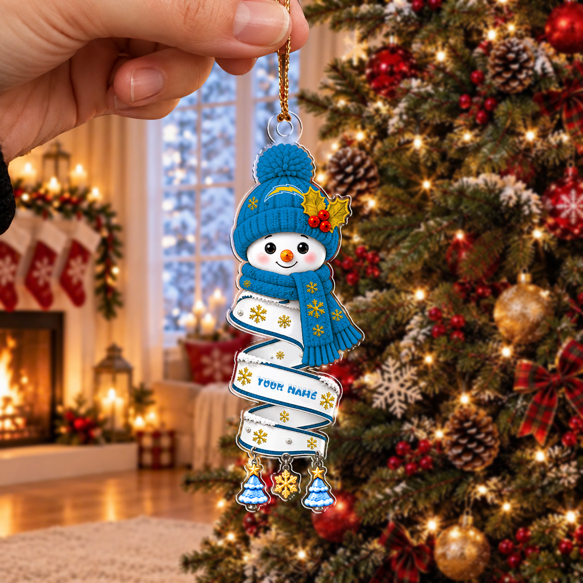 FINAL SALE - NEW CUSTOMIZED NFL09 LAC LOS ANGELES CHARGERS CHRISTMAS ACRYLIC ORNAMENT