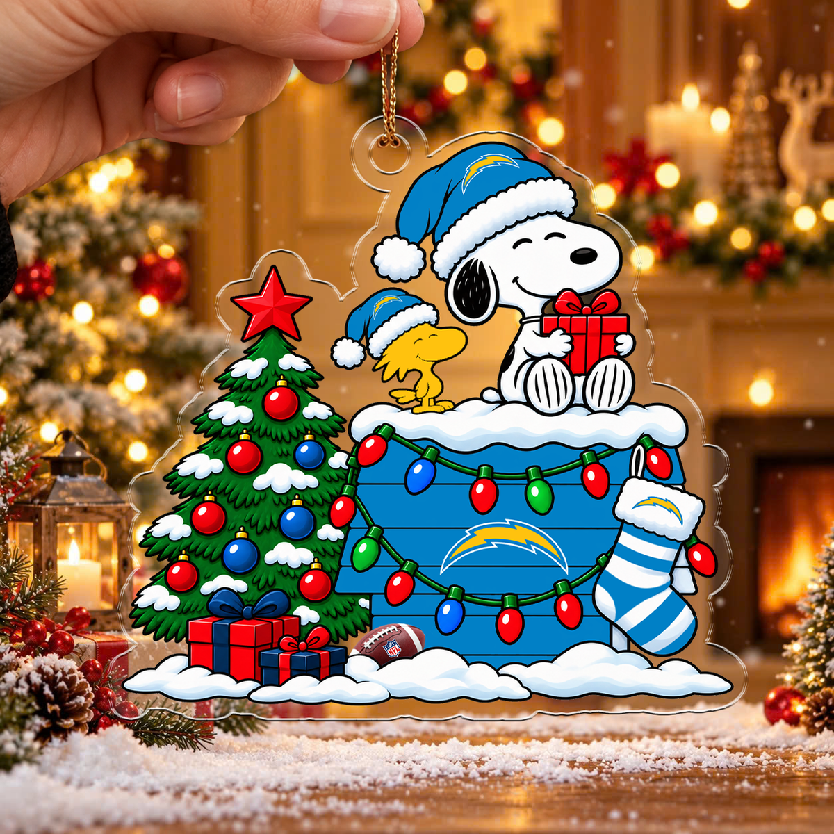 HOT DEAL - NEW CUSTOMIZED NFL09 LAC LOS ANGELES CHARGERS CHRISTMAS ACRYLIC ORNAMENT
