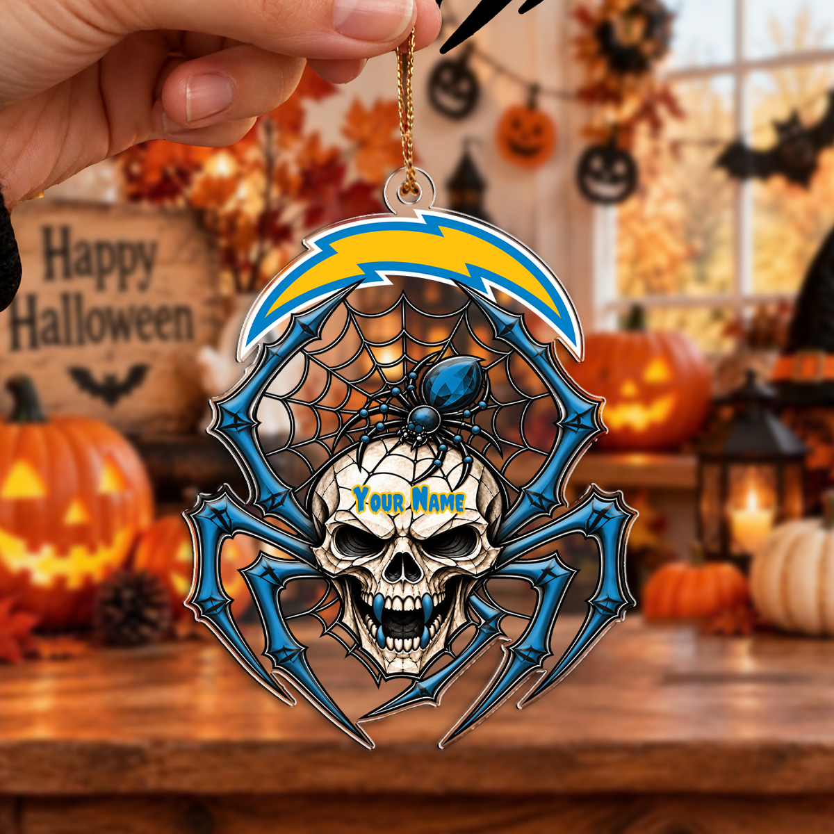 LIMITED EDITION - NEW CUSTOMIZED NFL09 LAC LOS ANGELES CHARGERS CHRISTMAS ACRYLIC ORNAMENT