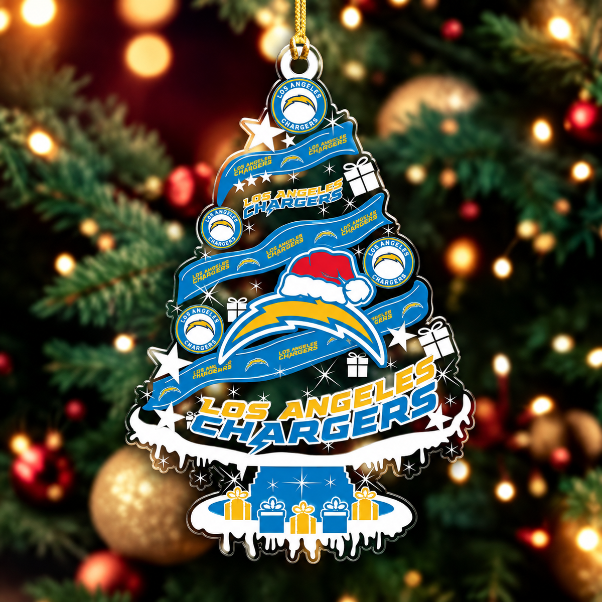SPECIAL EDITION - NEW CUSTOMIZED NFL09 LAC LOS ANGELES CHARGERS CHRISTMAS ACRYLIC ORNAMENT