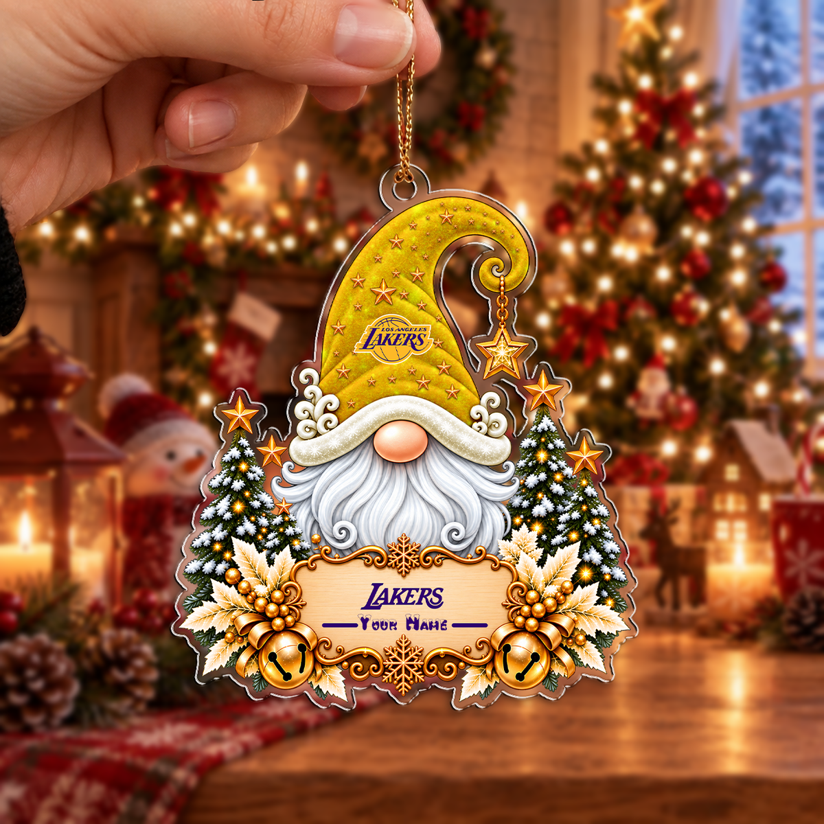 FINAL SALE - NEW CUSTOMIZED NBA09 LLA LOS ANGELES LAKERS CHRISTMAS ACRYLIC ORNAMENT