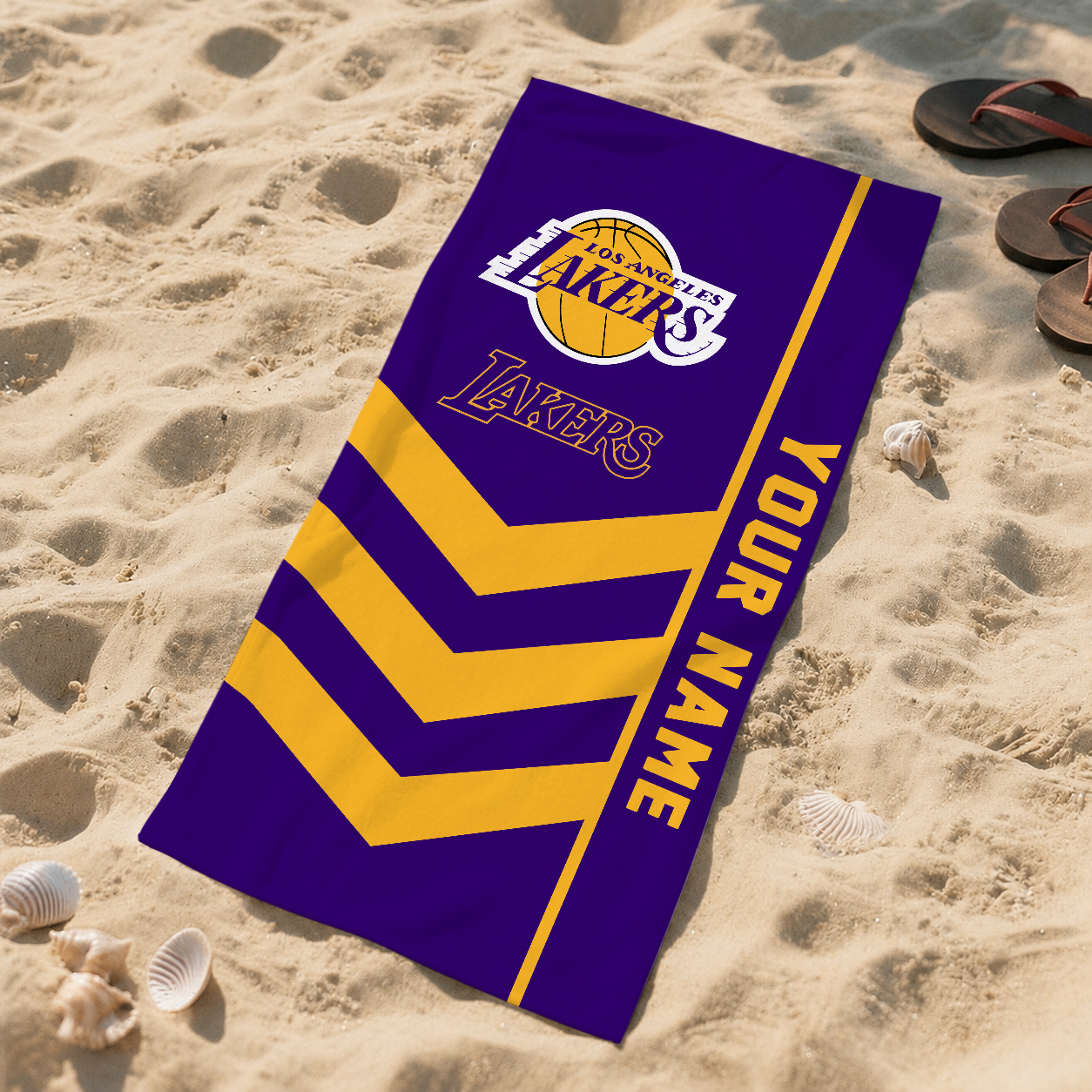 HOT DEAL - NEW CUSTOMIZED NBA09 LLA LOS ANGELES LAKERS BEACH TOWEL FOR FAN