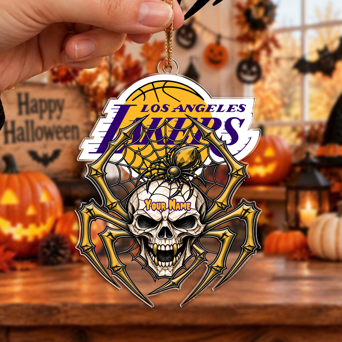 VIRAL EDITION - NEW CUSTOMIZED NBA09 LLA LOS ANGELES LAKERS HALLOWEEN ACRYLIC ORNAMENT