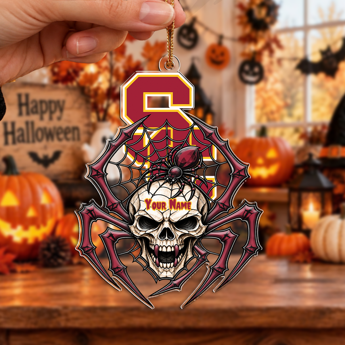 FINAL SALE - NEW CUSTOMIZED NCAA CWS09 USC USC TROJANS HALLOWEEN ACRYLIC ORNAMENT