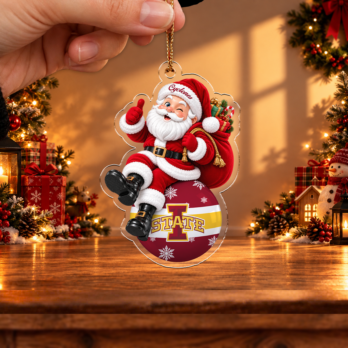 FLASH SALE - NEW CUSTOMIZED NCAA MAM10 ISC IOWA STATE CYCLONES HALLOWEEN ACRYLIC ORNAMENT