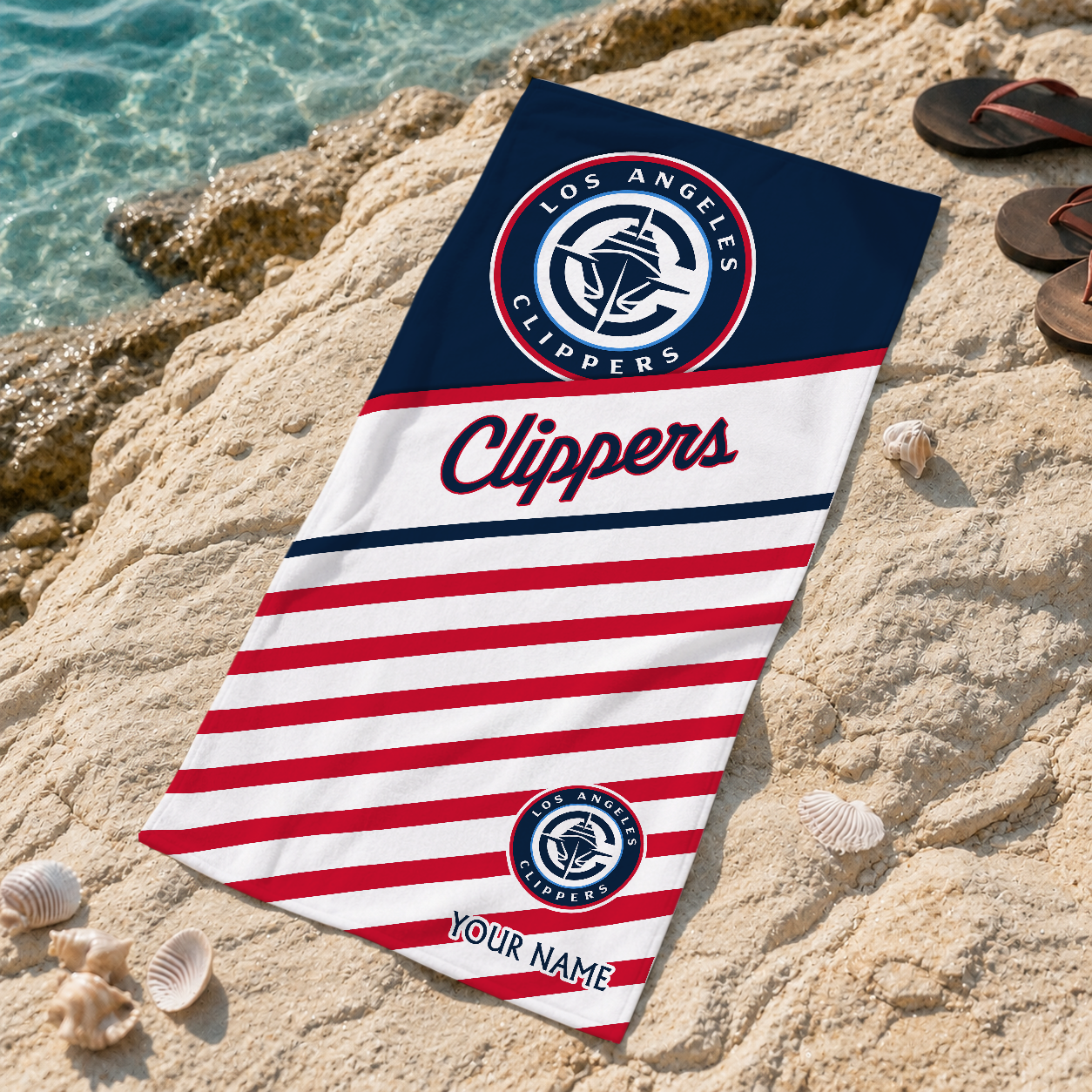 FINAL SALE - NEW CUSTOMIZED NBA10 LCL LOS ANGELES CLIPPERS BEACH TOWEL FOR FAN