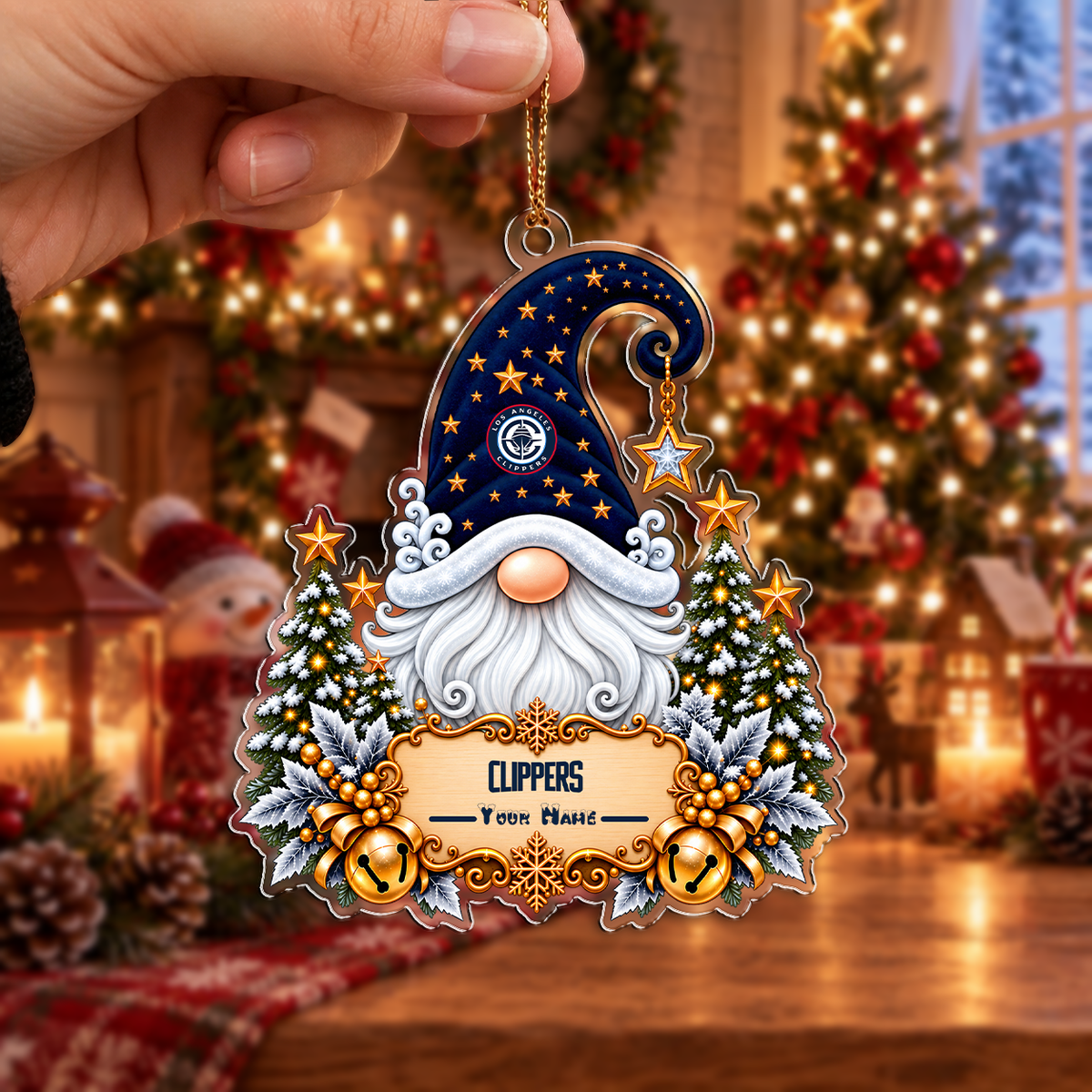 FINAL SALE - NEW CUSTOMIZED NBA10 LCL LOS ANGELES CLIPPERS CHRISTMAS ACRYLIC ORNAMENT