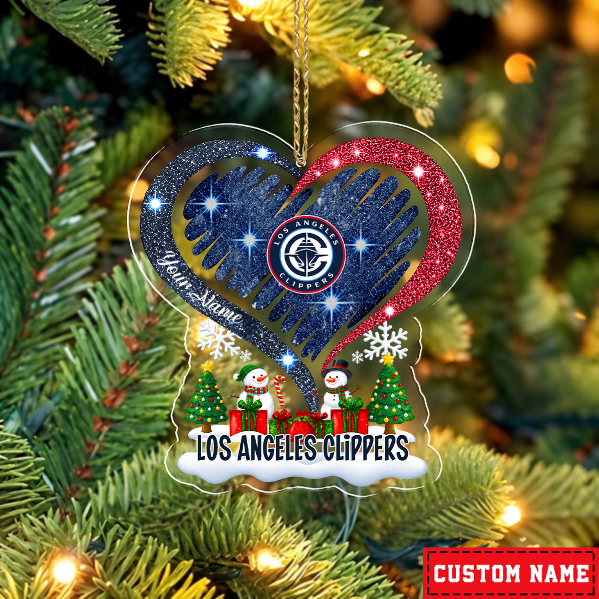 FLASH SALE - NEW CUSTOMIZED NBA10 LCL LOS ANGELES CLIPPERS CHRISTMAS ACRYLIC ORNAMENT
