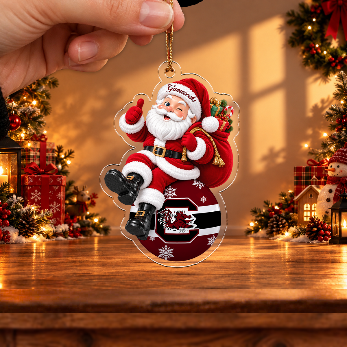 SPECIAL EDITION - NEW CUSTOMIZED NCAA CWS10 SCG SOUTH CAROLINA GAMECOCKS CHRISTMAS ACRYLIC ORNAMENT