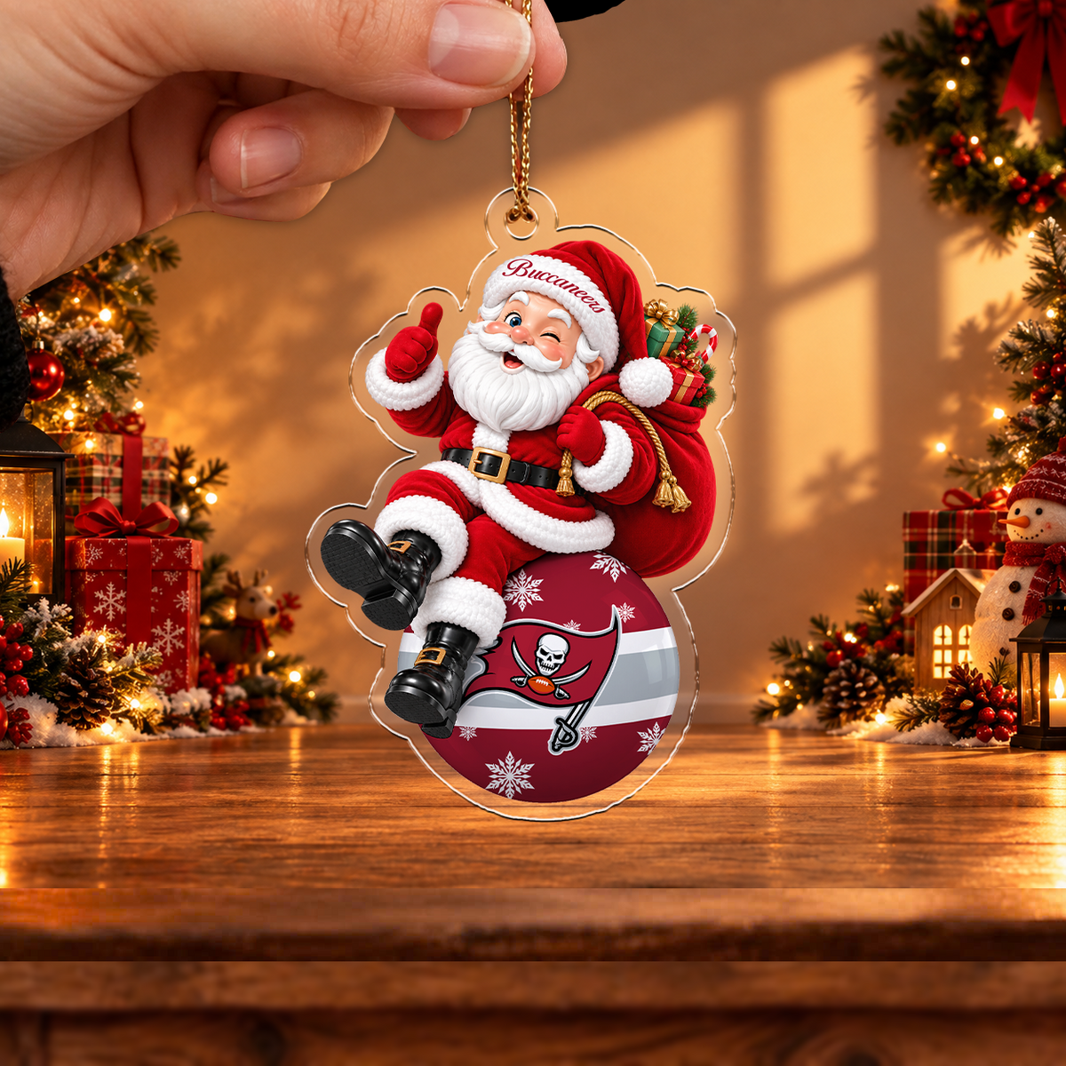 VIRAL EDITION - NEW CUSTOMIZED NFL10 TBB TAMPA BAY BUCCANEERS CHRISTMAS ACRYLIC ORNAMENT