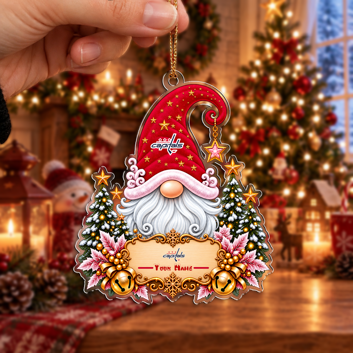 LIMITED EDITION - NEW CUSTOMIZED NHL10 WCP WASHINGTON CAPITALS CHRISTMAS ACRYLIC ORNAMENT