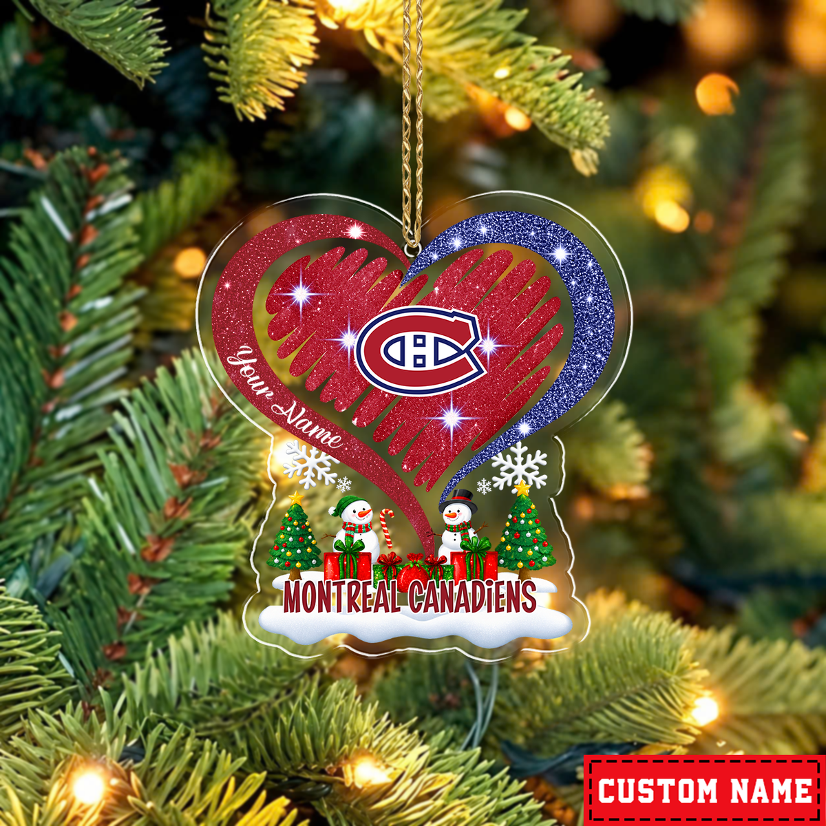 LIMITED EDITION - NEW CUSTOMIZED NHL11 MCD MONTREAL CANADIENS CHRISTMAS ACRYLIC ORNAMENT
