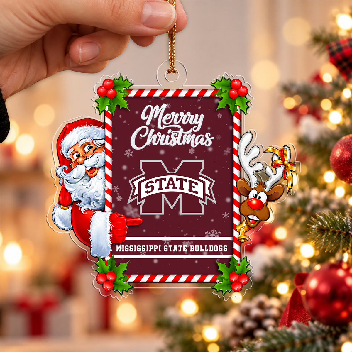 VIRAL EDITION - NEW CUSTOMIZED NCAA CWS11 MSB MISSISSIPPI STATE BULLDOGS CHRISTMAS ACRYLIC ORNAMENT