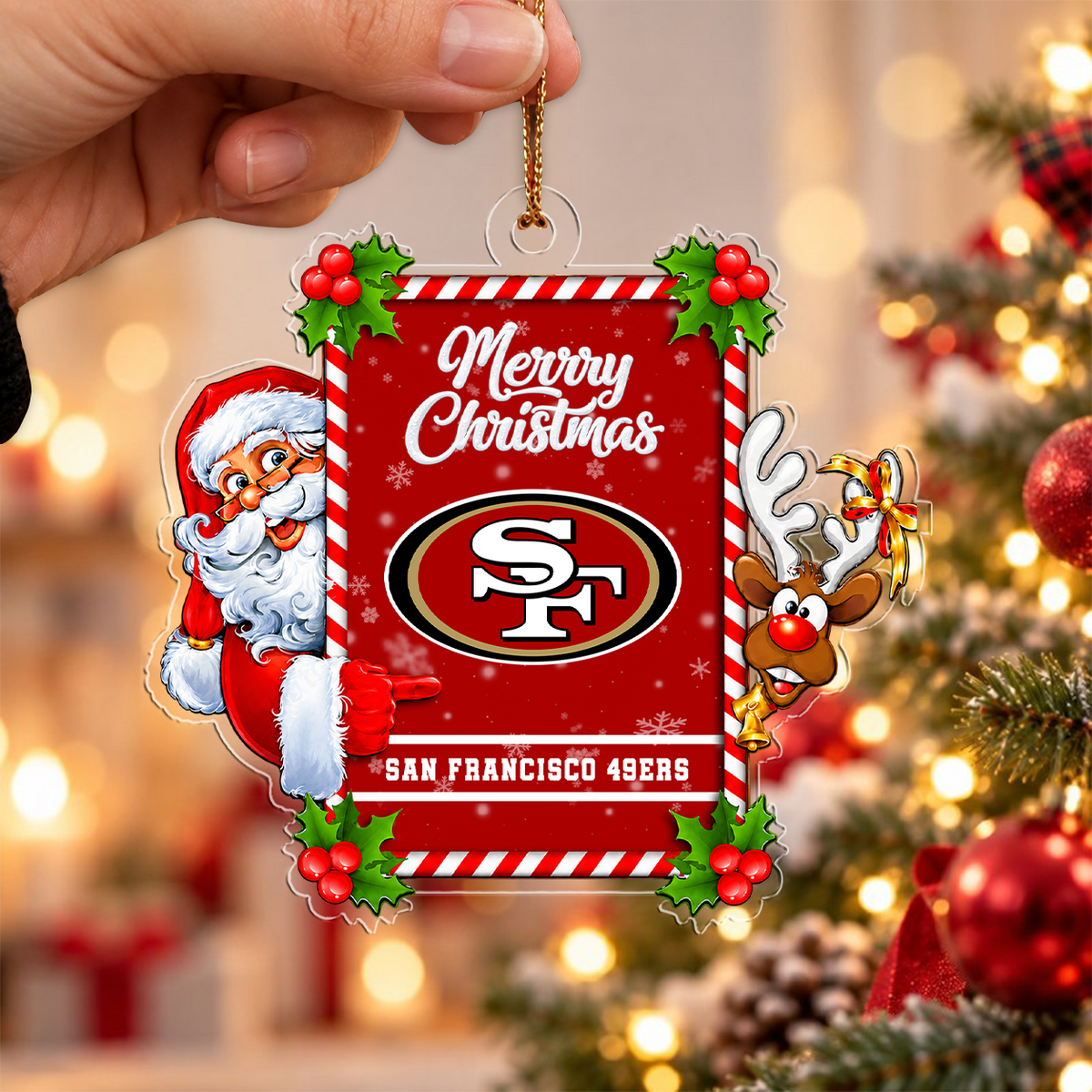 FINAL SALE - NEW CUSTOMIZED NFL11 SF49 SAN FRANCISCO 49ERS CHRISTMAS ACRYLIC ORNAMENT