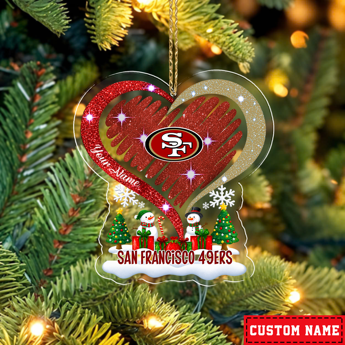 LIMITED EDITION - NEW CUSTOMIZED NFL11 SF49 SAN FRANCISCO 49ERS CHRISTMAS ACRYLIC ORNAMENT
