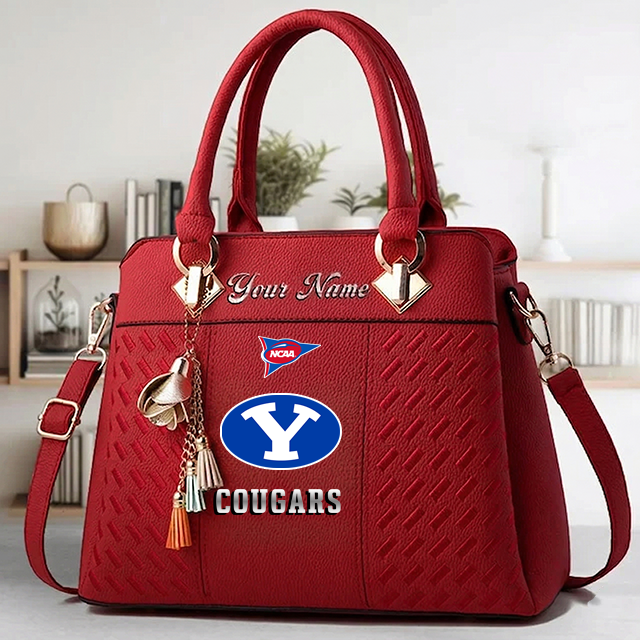 LIMITED EDITION - NEW CUSTOMIZED NCAA FBS11 BYU BYU COUGARS ZIP HANDBAG MULTICOLOR