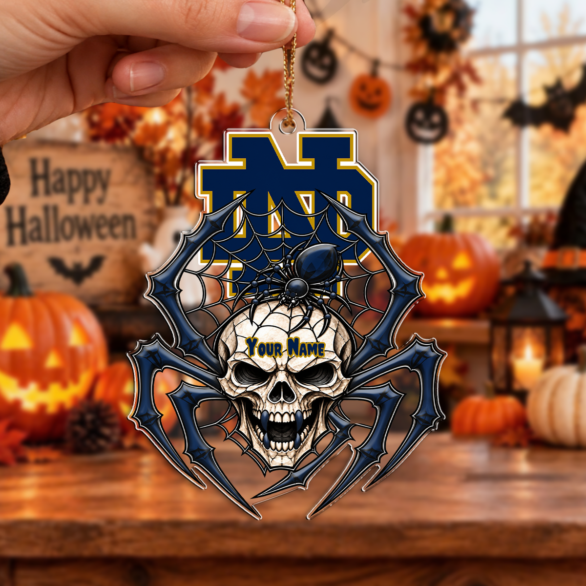 FINAL SALE - NEW CUSTOMIZED NCAA MFF12 NFI NOTRE DAME FIGHTING IRISH HALLOWEEN ACRYLIC ORNAMENT
