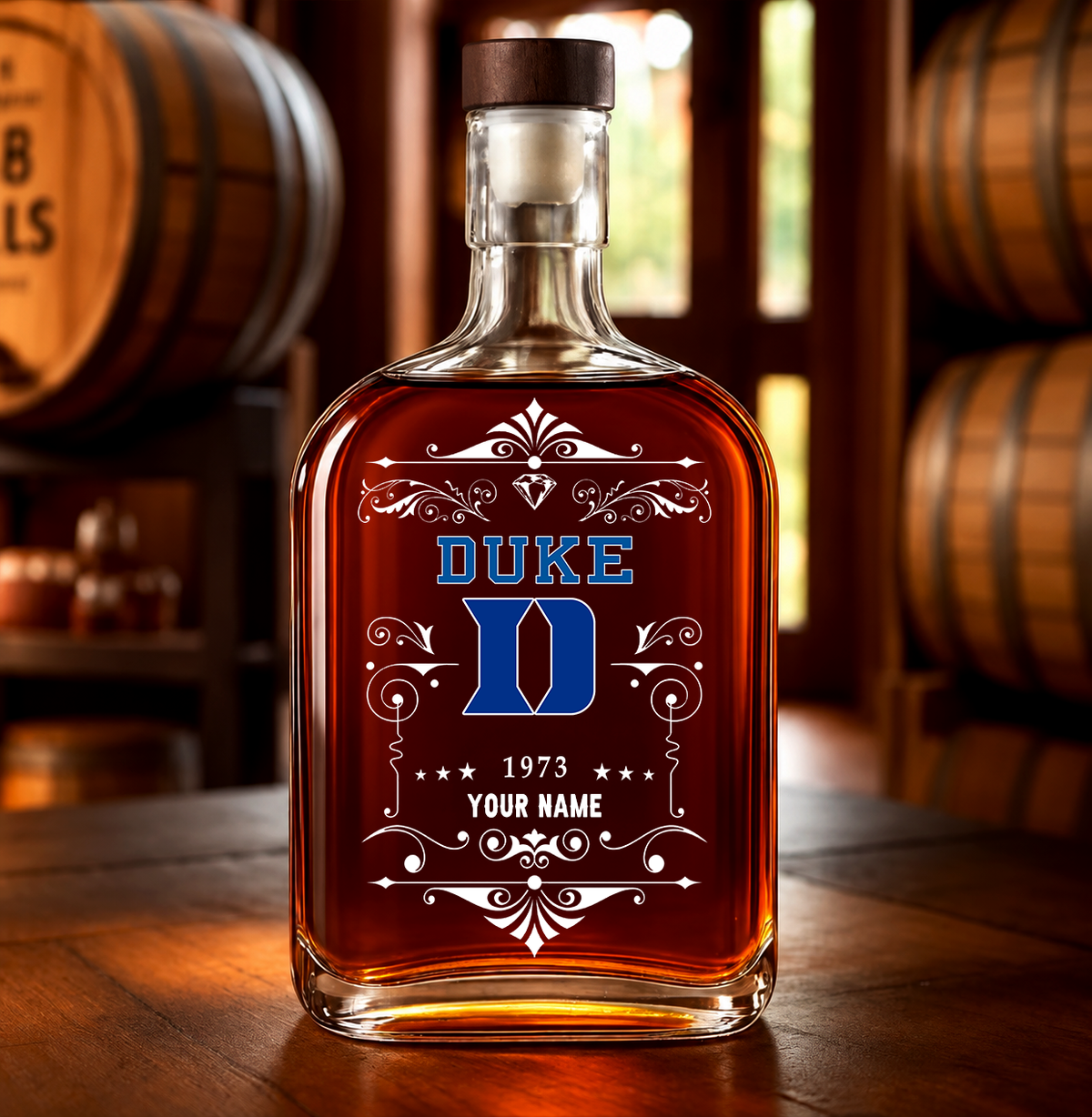 EXCLUSIVE EDITION - NEW CUSTOMIZED NCAA CFH13 DLD DUKE BLUE DEVILS LUXURY WHISKEY BOTTLE 450ML