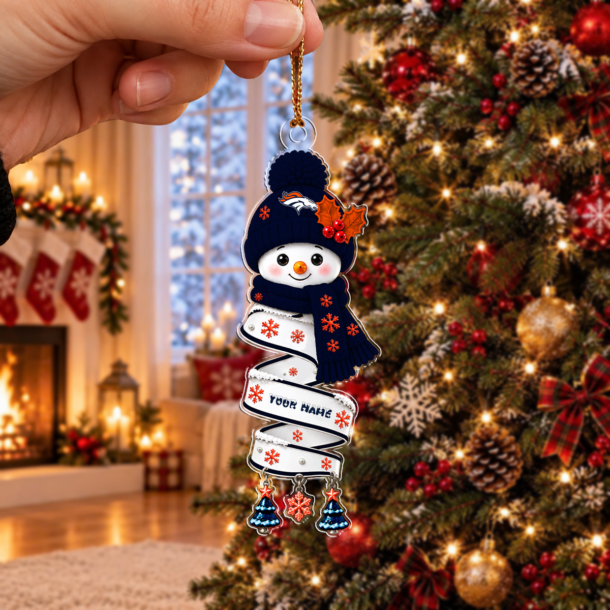 FINAL SALE - NEW CUSTOMIZED NFL13 DVB DENVER BRONCOS CHRISTMAS ACRYLIC ORNAMENT