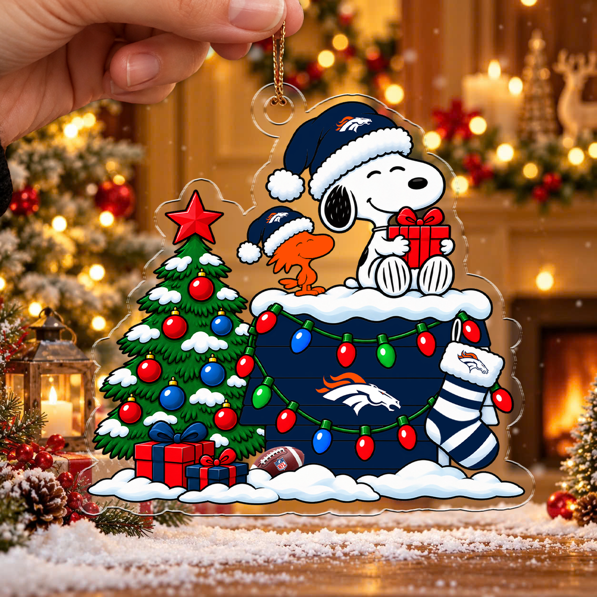 HOT DEAL - NEW CUSTOMIZED NFL13 DVB DENVER BRONCOS CHRISTMAS ACRYLIC ORNAMENT