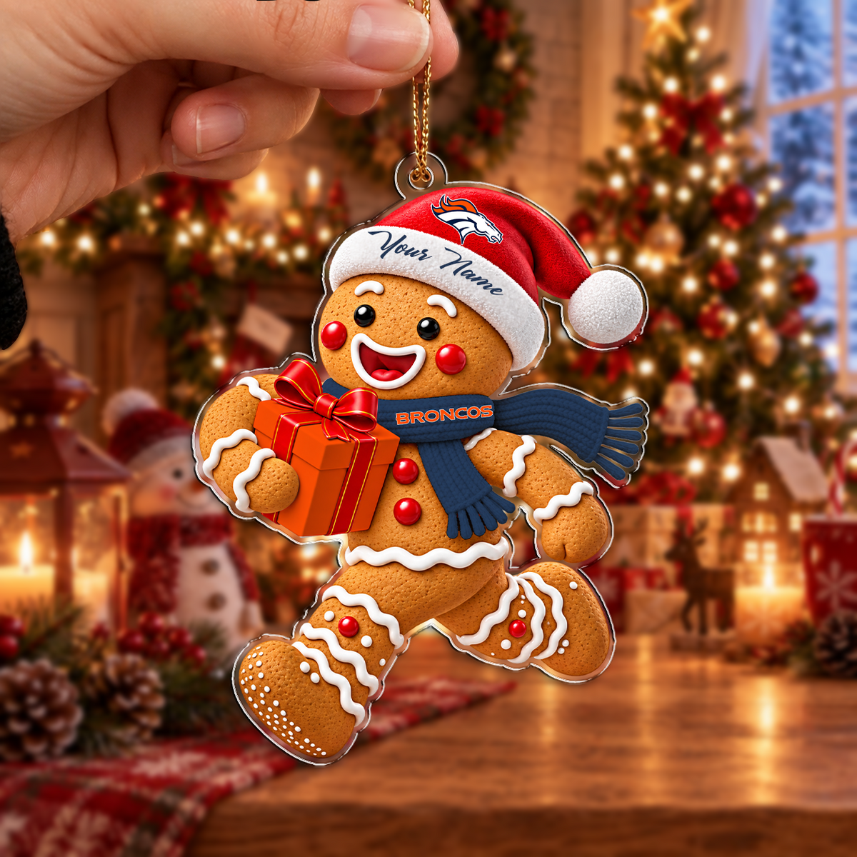 FINAL SALE - NEW CUSTOMIZED NFL13 DVB DENVER BRONCOS CHRISTMAS ACRYLIC ORNAMENT