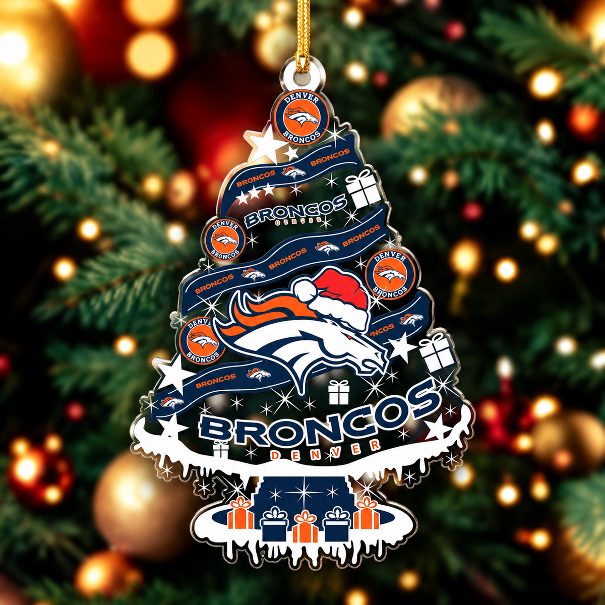 SPECIAL EDITION - NEW CUSTOMIZED NFL13 DVB DENVER BRONCOS CHRISTMAS ACRYLIC ORNAMENT