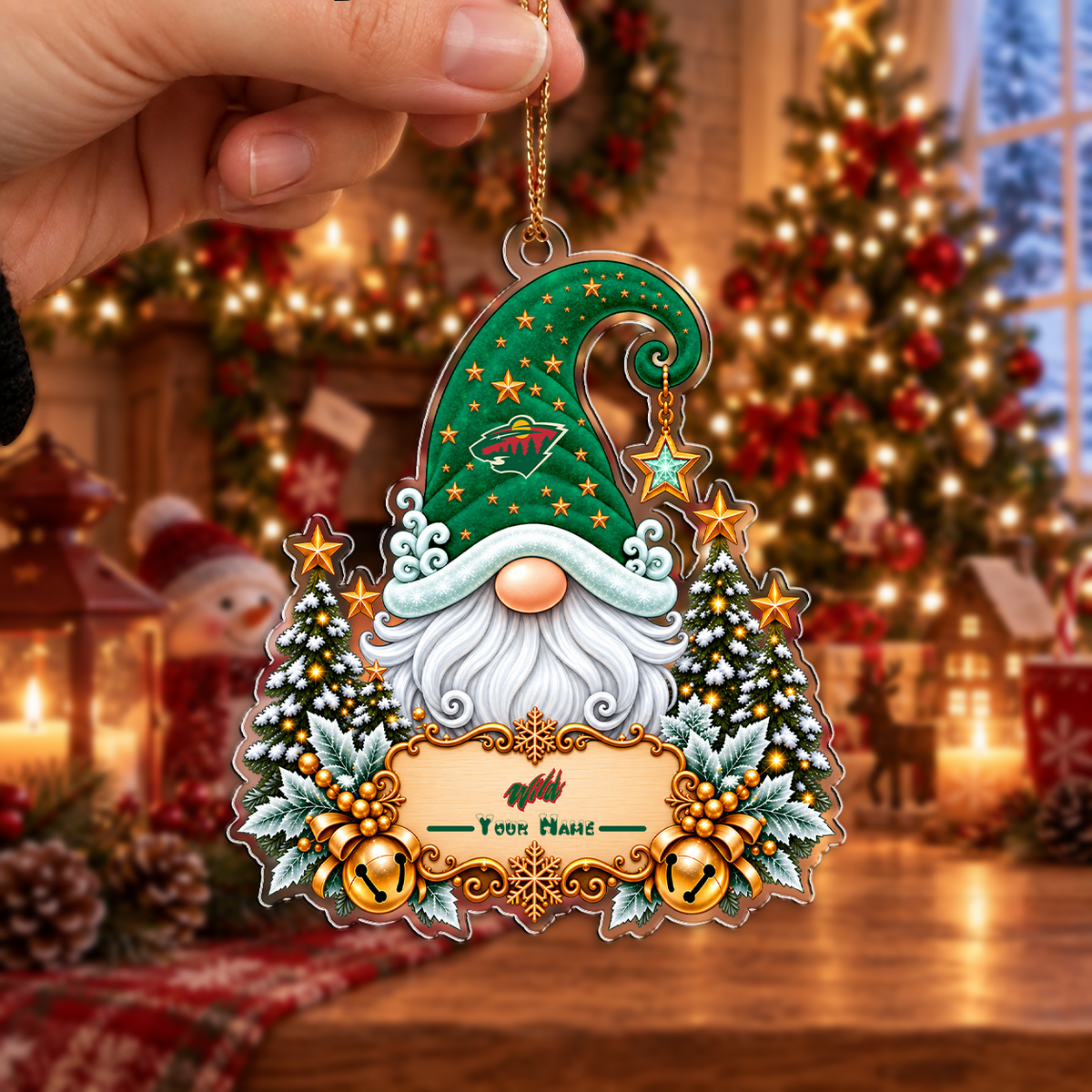 LIMITED EDITION - NEW CUSTOMIZED NHL13 MNW MINNESOTA WILD CHRISTMAS ACRYLIC ORNAMENT