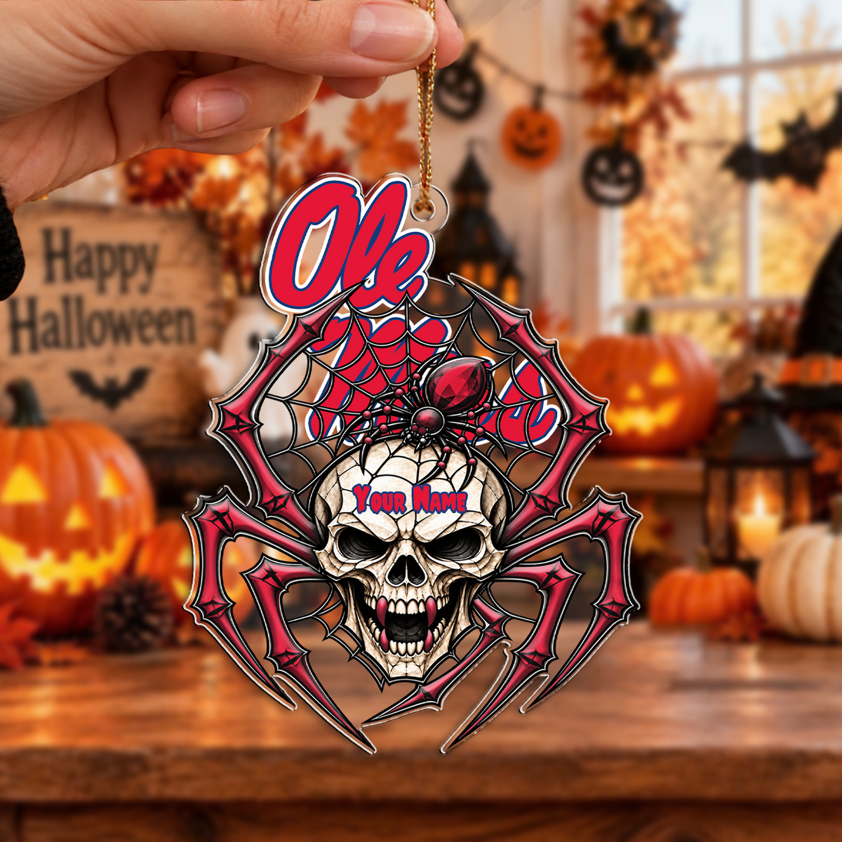 FINAL SALE - NEW CUSTOMIZED NCAA CWS13 OMR OLE MISS REBELS HALLOWEEN ACRYLIC ORNAMENT