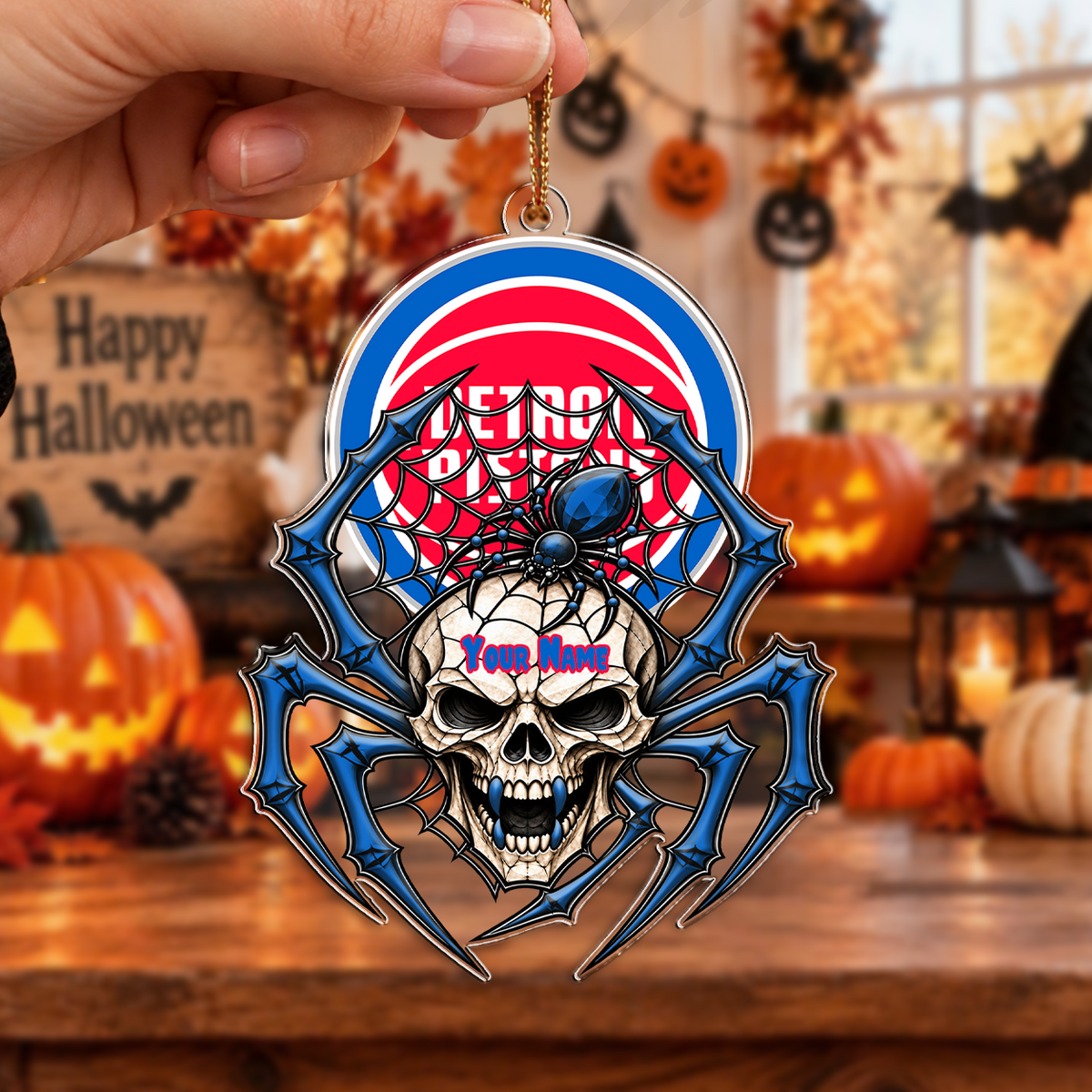 VIRAL EDITION - NEW CUSTOMIZED NBA14 DPI DETROIT PISTONS HALLOWEEN ACRYLIC ORNAMENT