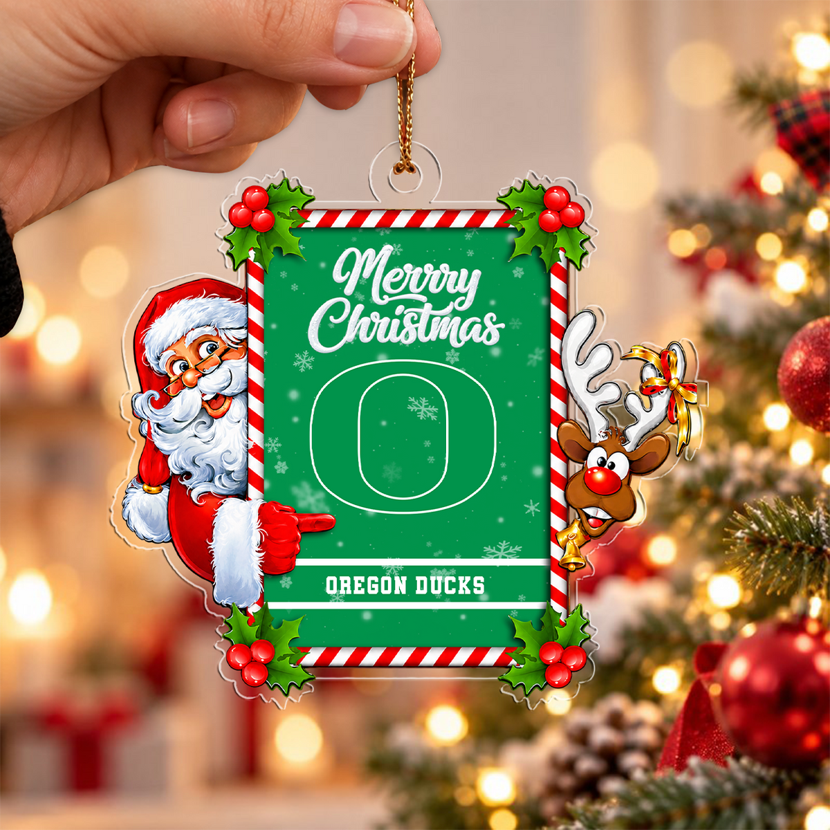 EXCLUSIVE EDITION - NEW CUSTOMIZED NCAA FBS14 OGD OREGON DUCKS CHRISTMAS ACRYLIC ORNAMENT