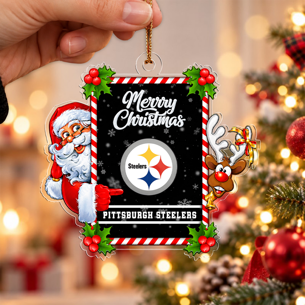 FINAL SALE - NEW CUSTOMIZED NFL14 PSB PITTSBURGH STEELERS CHRISTMAS ACRYLIC ORNAMENT