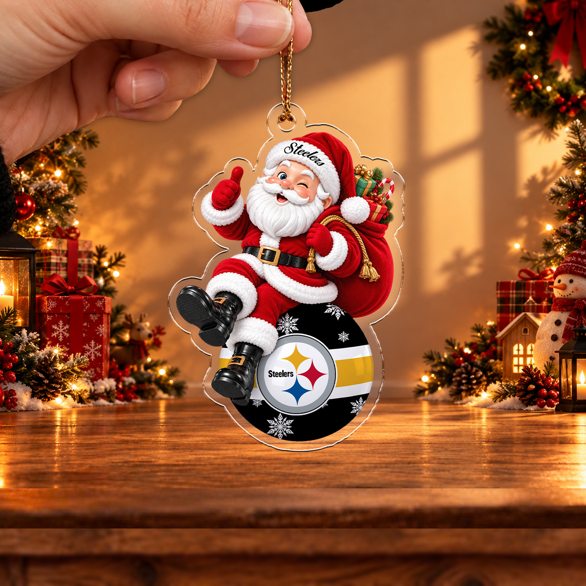 VIRAL EDITION - NEW CUSTOMIZED NFL14 PSB PITTSBURGH STEELERS CHRISTMAS ACRYLIC ORNAMENT