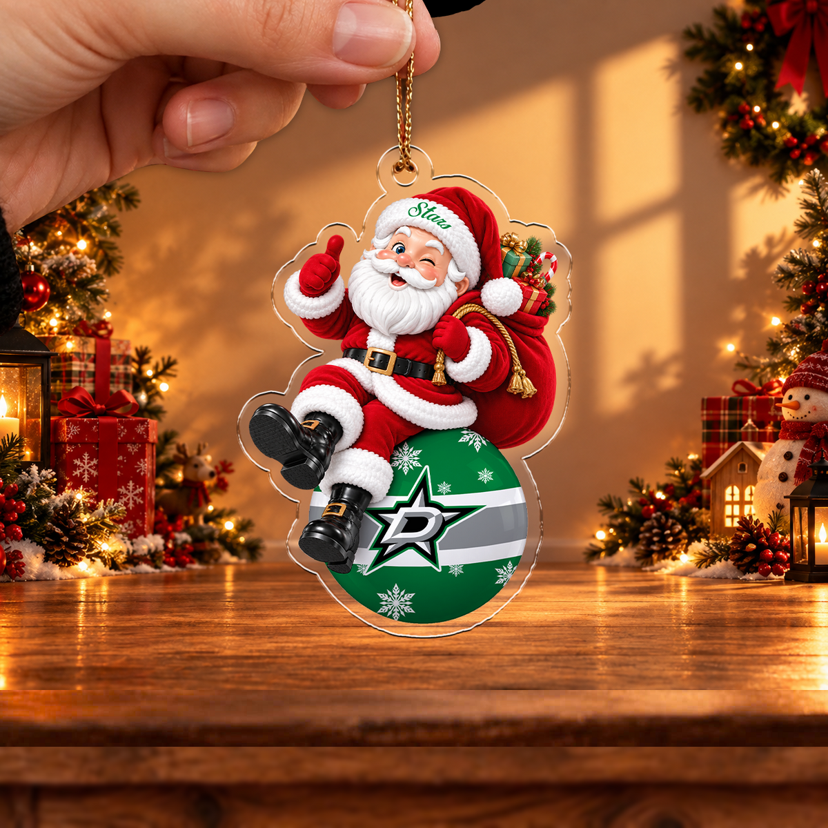 FINAL SALE - NEW CUSTOMIZED NHL15 DLS DALLAS STARS CHRISTMAS ACRYLIC ORNAMENT