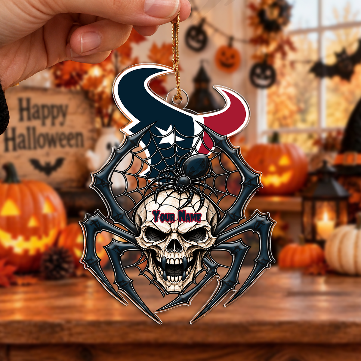 LIMITED EDITION - NEW CUSTOMIZED NFL15 HTT HOUSTON TEXANS CHRISTMAS ACRYLIC ORNAMENT