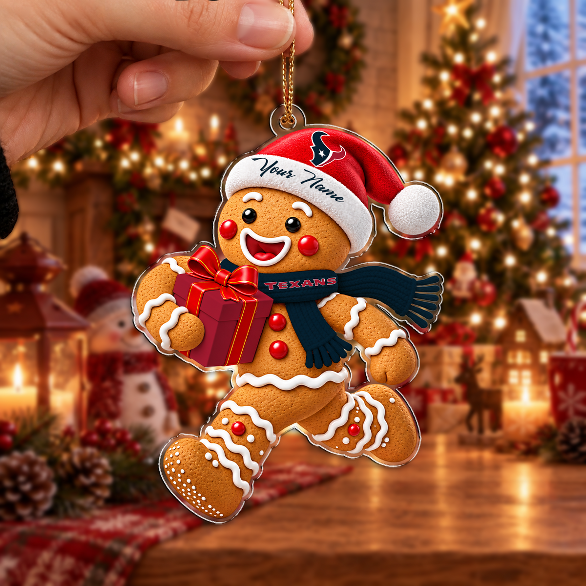FINAL SALE - NEW CUSTOMIZED NFL15 HTT HOUSTON TEXANS CHRISTMAS ACRYLIC ORNAMENT