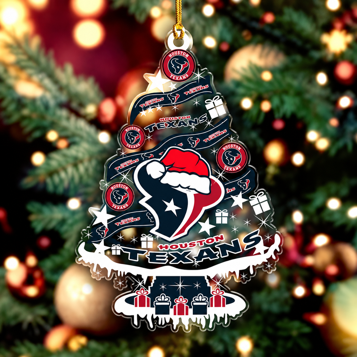 SPECIAL EDITION - NEW CUSTOMIZED NFL15 HTT HOUSTON TEXANS CHRISTMAS ACRYLIC ORNAMENT