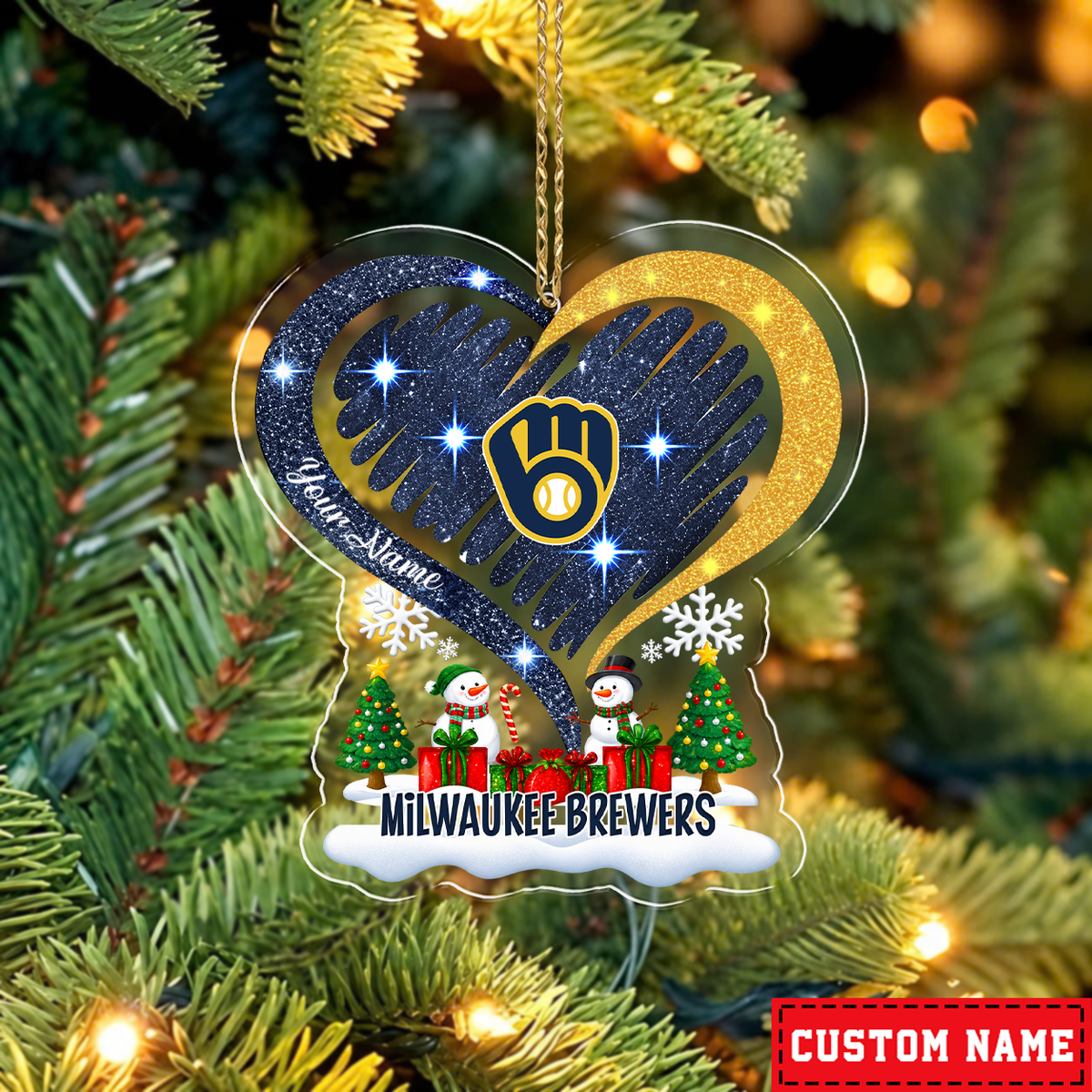 FINAL SALE - NEW CUSTOMIZED MLB15 MBS MILWAUKEE BREWERS CHRISTMAS ACRYLIC ORNAMENT