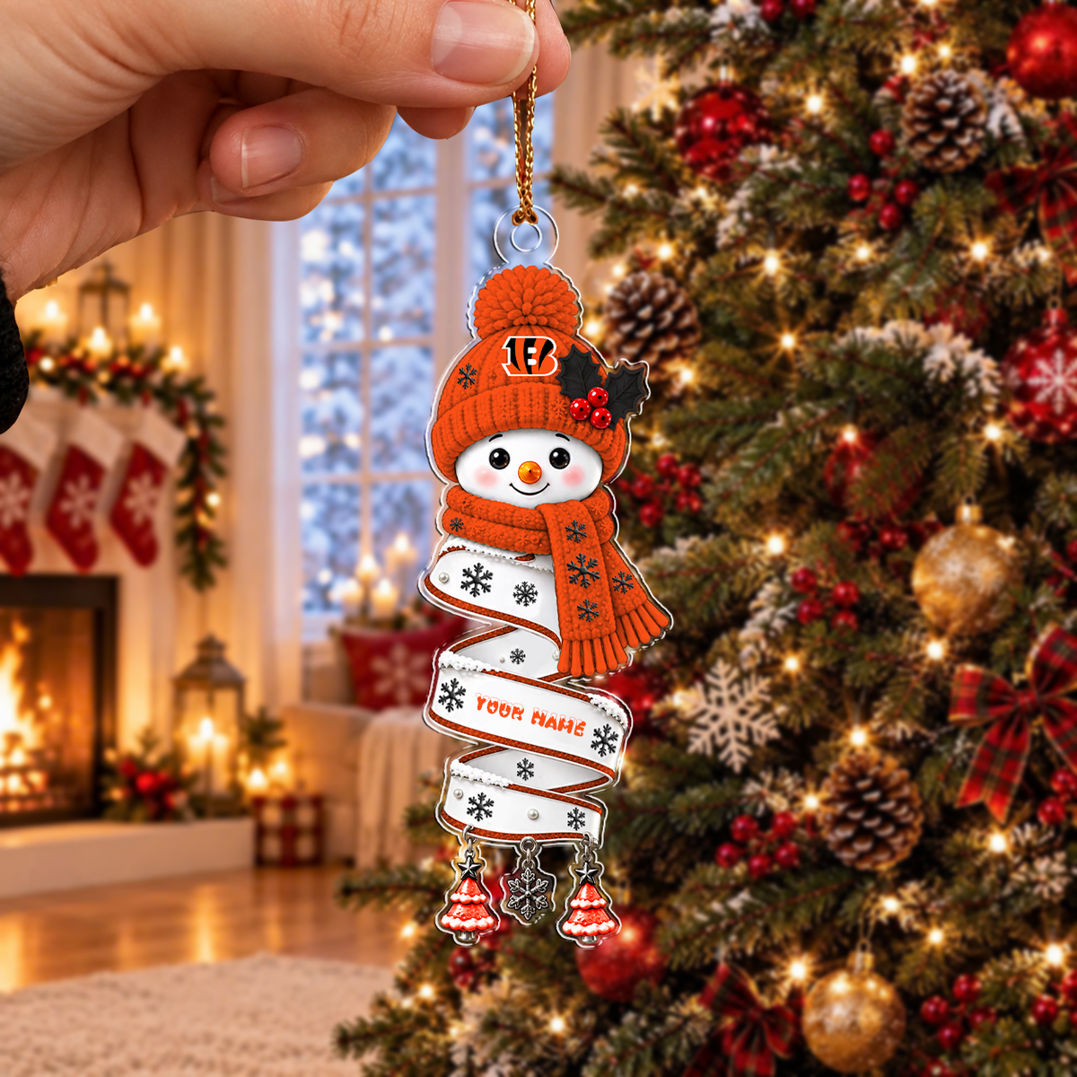 FINAL SALE - NEW CUSTOMIZED NFL16 CCB CINCINNATI BENGALS CHRISTMAS ACRYLIC ORNAMENT