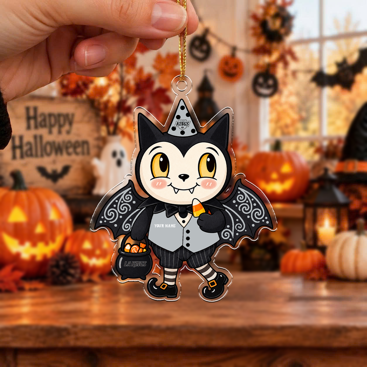 ELITE EDITION - NEW CUSTOMIZED NHL16 LAK LOS ANGELES KINGS HALLOWEEN ACRYLIC ORNAMENT
