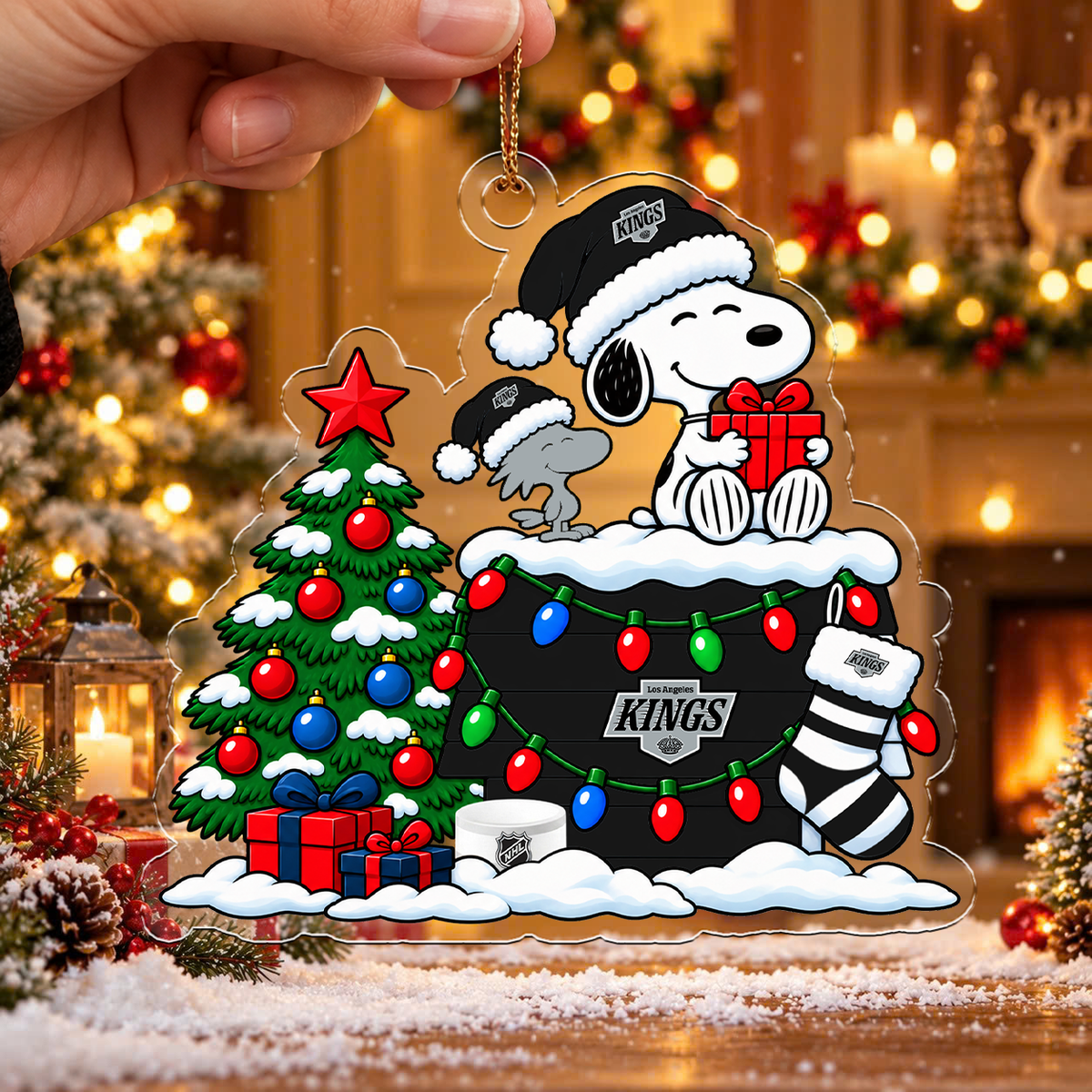 FLASH SALE - NEW CUSTOMIZED NHL16 LAK LOS ANGELES KINGS CHRISTMAS ACRYLIC ORNAMENT