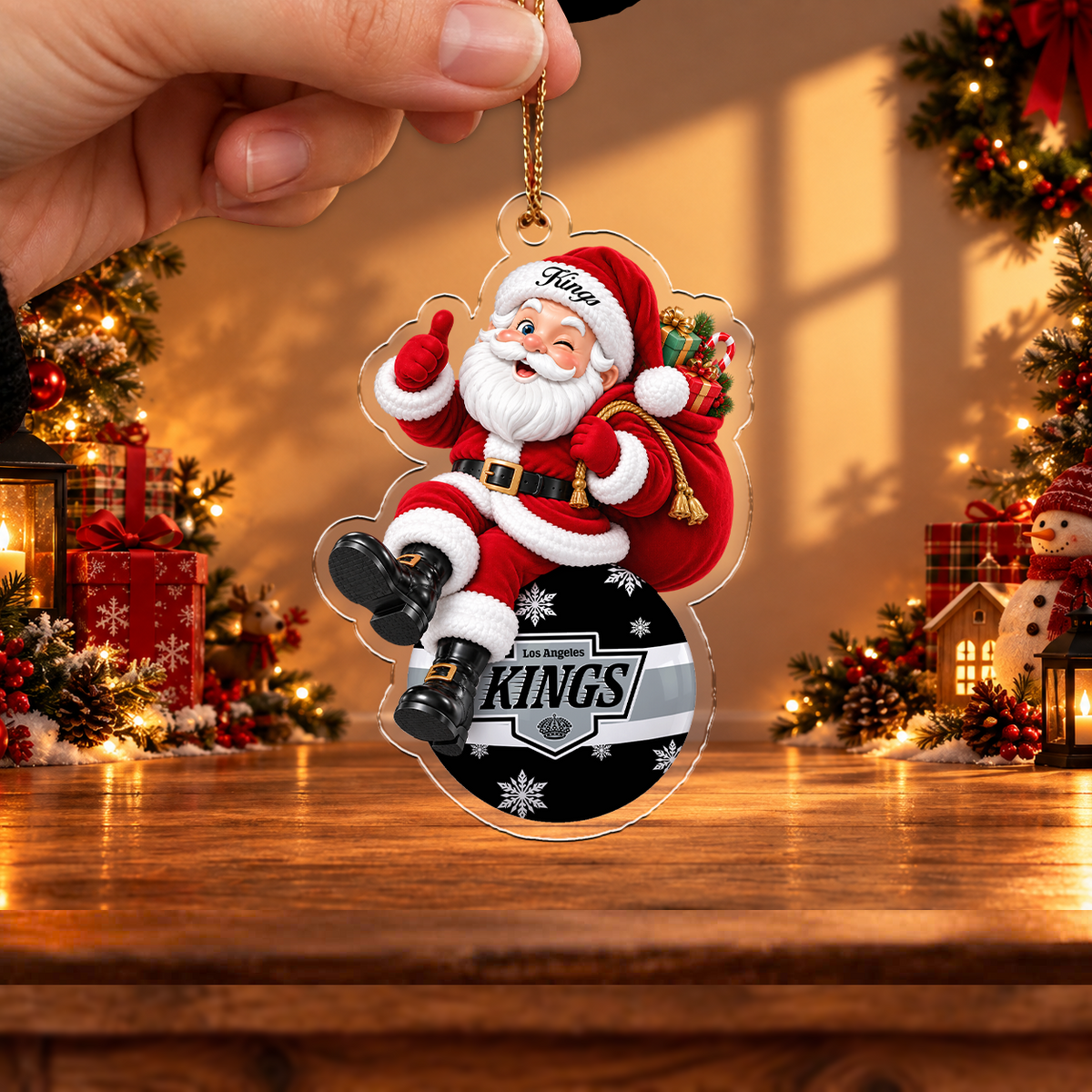 FINAL SALE - NEW CUSTOMIZED NHL16 LAK LOS ANGELES KINGS CHRISTMAS ACRYLIC ORNAMENT