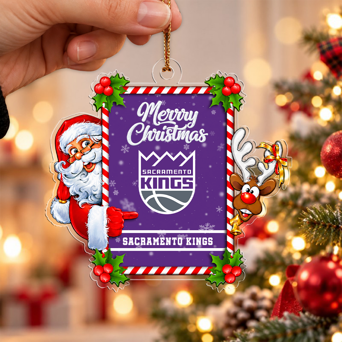 VIRAL EDITION - NEW CUSTOMIZED NBA16 SKI SACRAMENTO KINGS CHRISTMAS ACRYLIC ORNAMENT