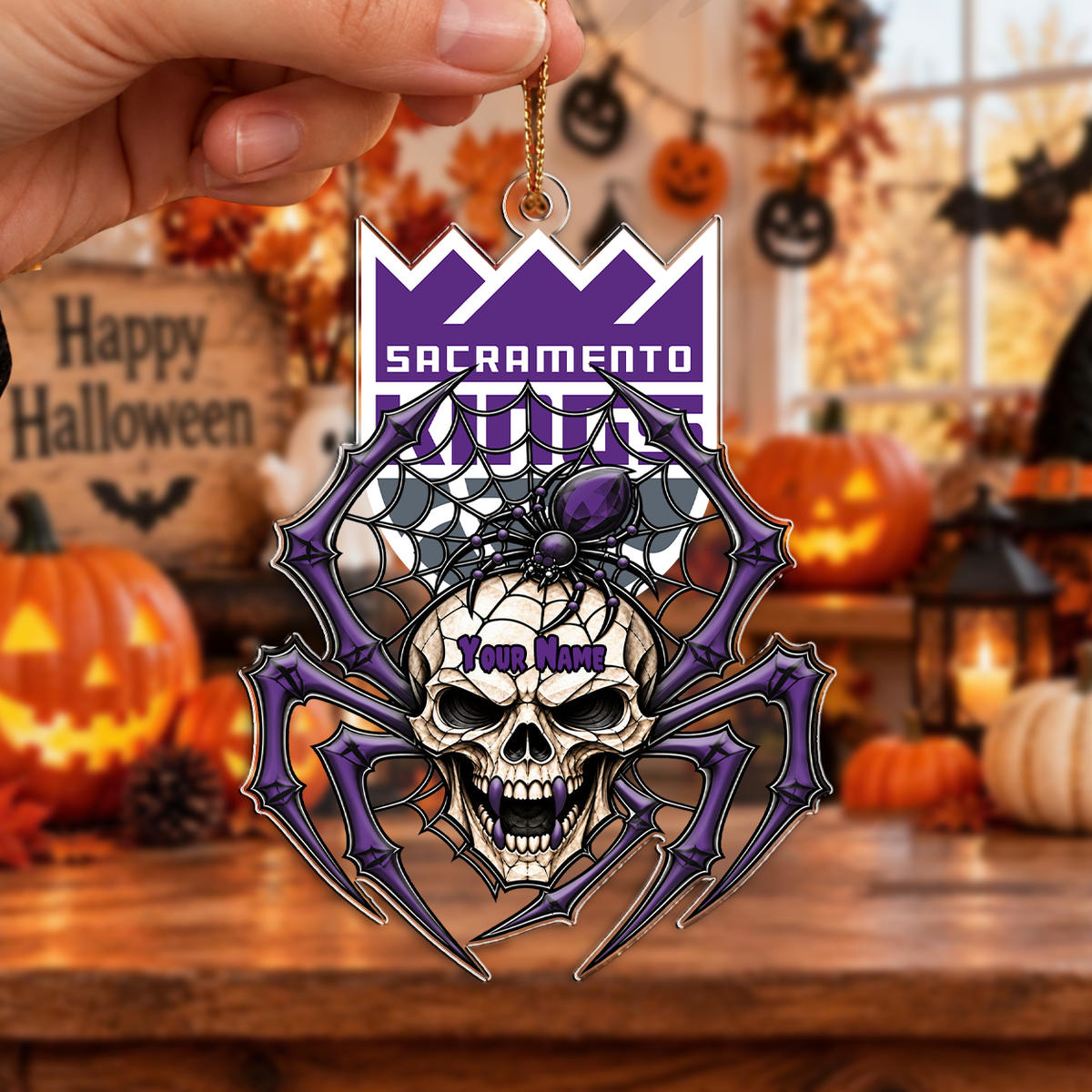 VIRAL EDITION - NEW CUSTOMIZED NBA16 SKI SACRAMENTO KINGS HALLOWEEN ACRYLIC ORNAMENT