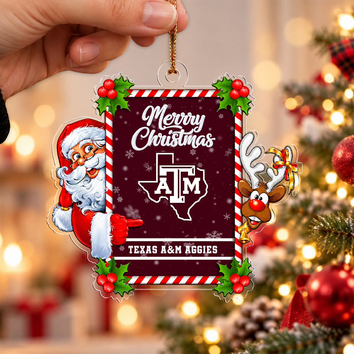 EXCLUSIVE EDITION - NEW CUSTOMIZED NCAA FBS16 TAA TEXAS A&M AGGIES CHRISTMAS ACRYLIC ORNAMENT