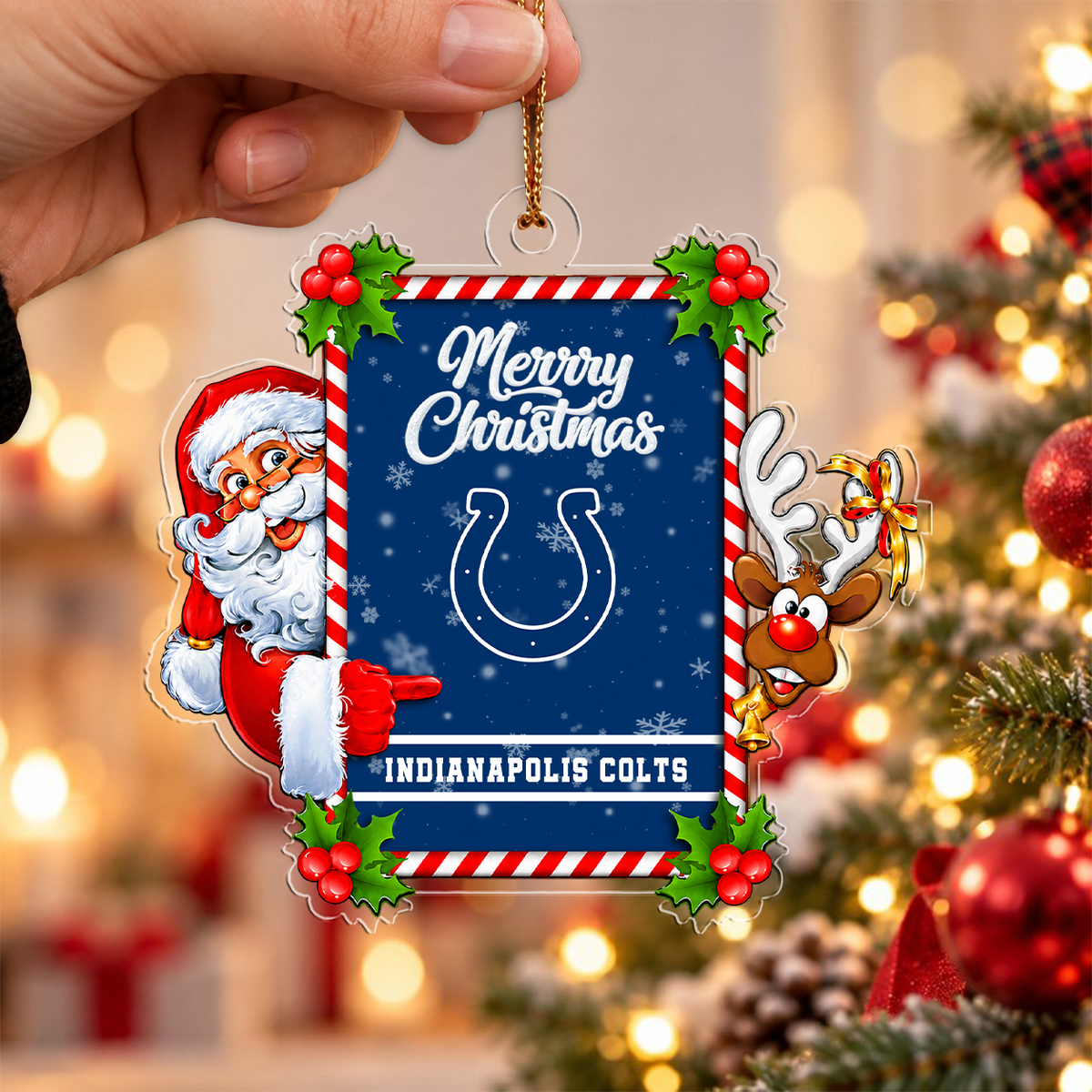 FINAL SALE - NEW CUSTOMIZED NFL17 IDC INDIANAPOLIS COLTS CHRISTMAS ACRYLIC ORNAMENT