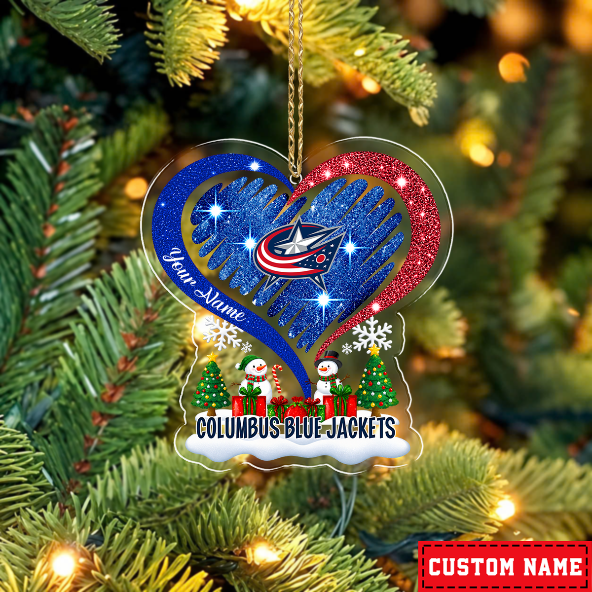 LIMITED EDITION - NEW CUSTOMIZED NHL18 CBJ COLUMBUS BLUE JACKETS CHRISTMAS ACRYLIC ORNAMENT