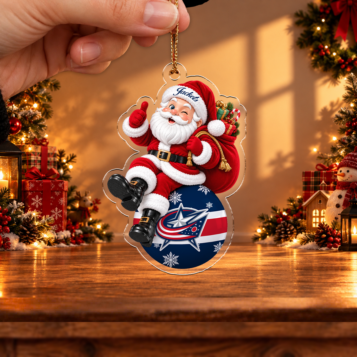 FINAL SALE - NEW CUSTOMIZED NHL18 CBJ COLUMBUS BLUE JACKETS CHRISTMAS ACRYLIC ORNAMENT