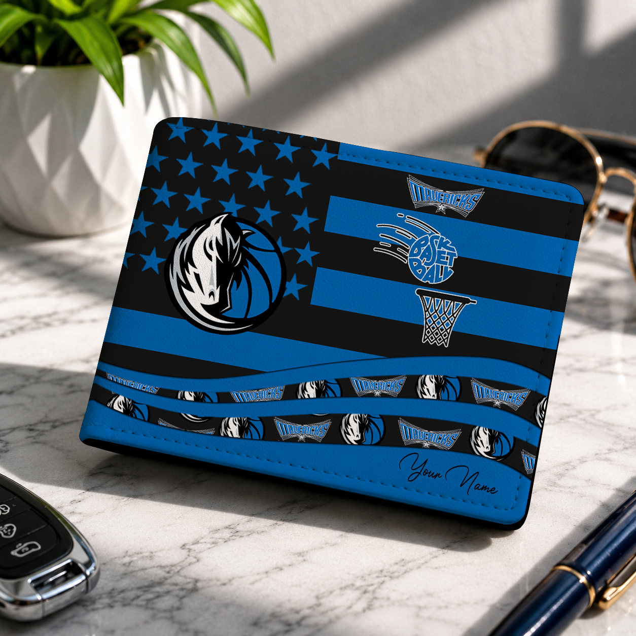 FINAL SALE - NEW CUSTOMIZED NBA18 DMA DALLAS MAVERICKS LEATHER WALLET